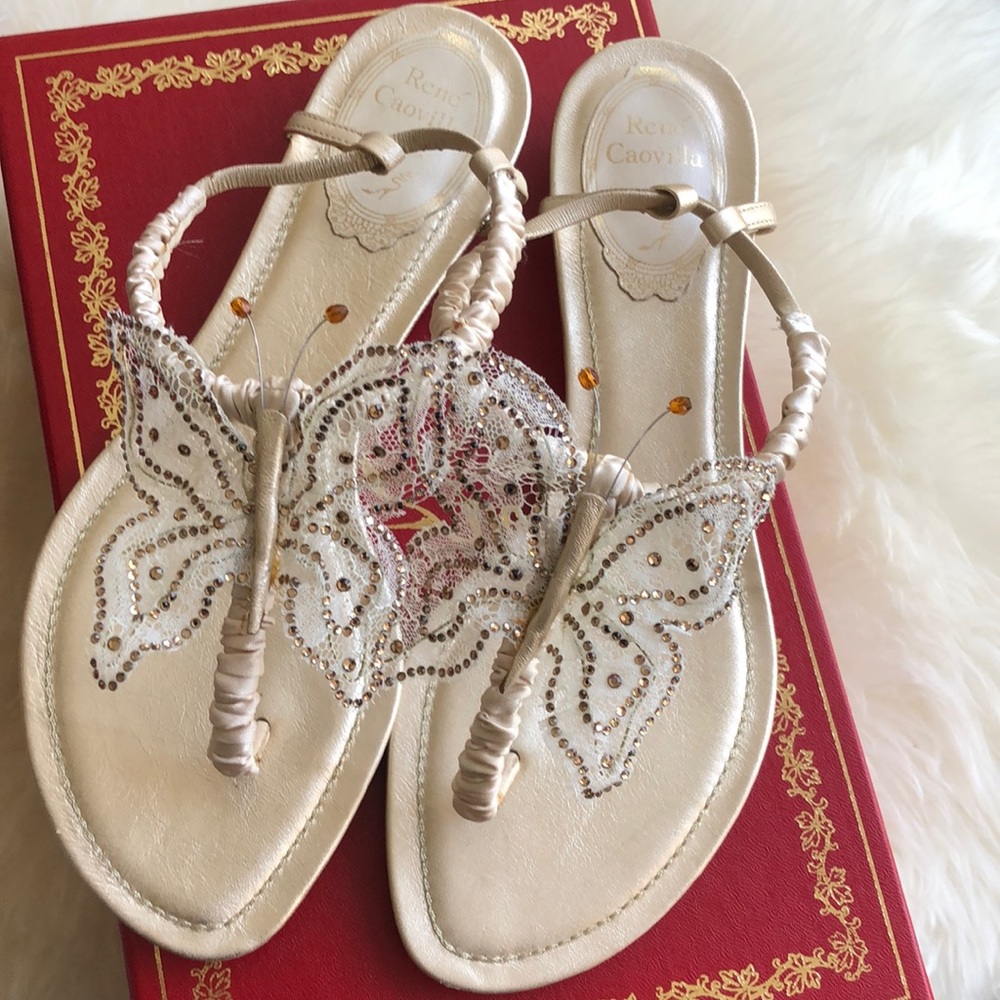 Rene Caovilla Crystal Butterfly Sandals